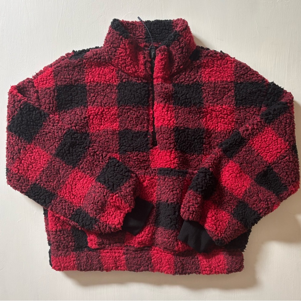 Hippie Rose Red and Black Buffalo Check Pullover Jacket Size XS